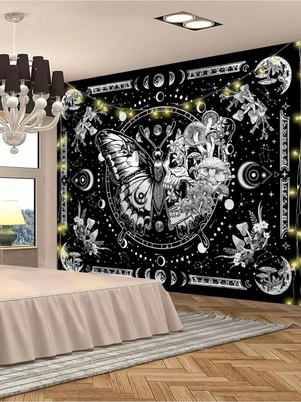 Black and White Butterfly Mandala Wall Tapestry - Home Wall Decor